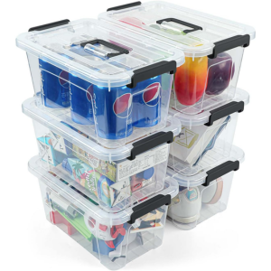 6-Pack 7Qt Clear Stackable Storage Bins w/Lid