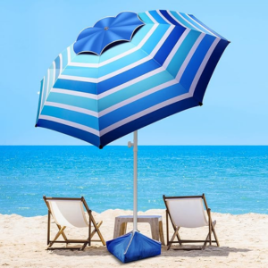 Portable 8' Beach Umbrella w/Sand Anchor
