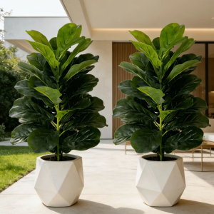 2-Pack 3' Artificial Fiddle Leaf Fig Tree w/Pot