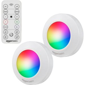 Amazon Basics 2-Pack LED Puck Lights w/Remote