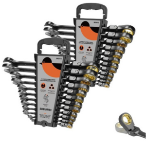 SUZUME 24-Piece SAE & Metric Flex Head Ratcheting Wrench Set