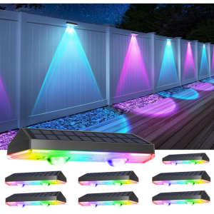 8-Pack Outdoor RGB LED Solar Fence Lights