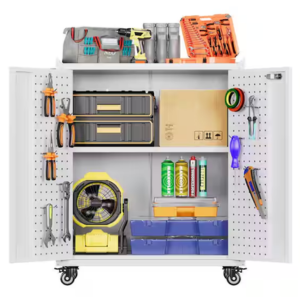 Steel Rolling Cabinet w/Pegboards
