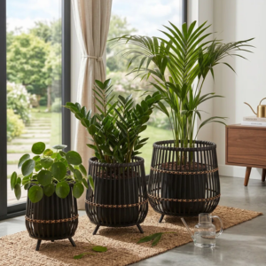 Set of 3 Bamboo Wood Planter