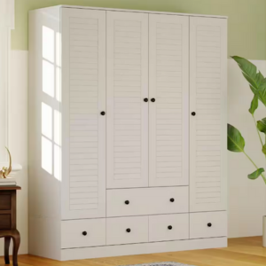 4-Door Wood 6-Drawer Armoire