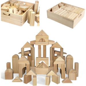 64-Piece Wood Building Blocks Set
