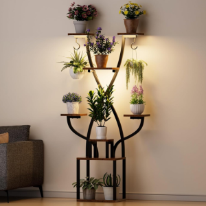 8-Tier Corner Plant Stand w/Grow Lights