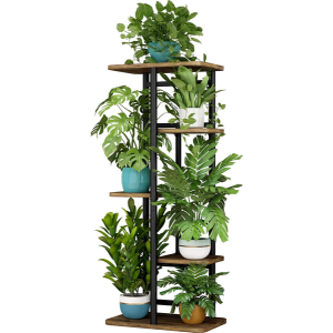 5-Tier Wood & Iron Plant Stand
