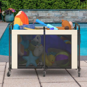 Outdoor 210Gl. Mesh Pool Toy Storage Bin w/Wheel