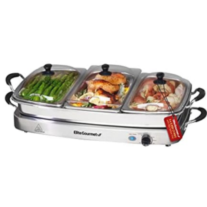 Elite Gourmet Triple Tray Buffet Server