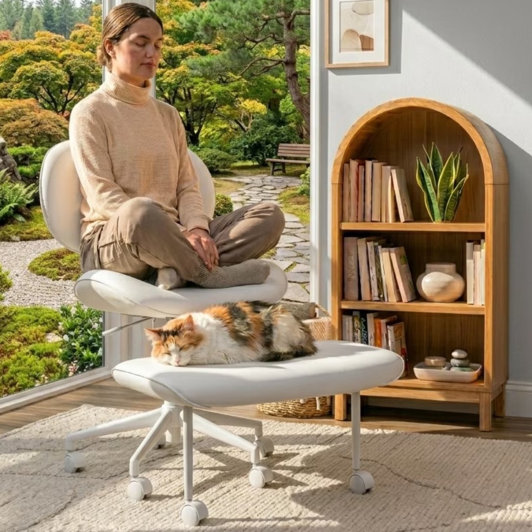 Faux Leather Cross Legged Office Chair