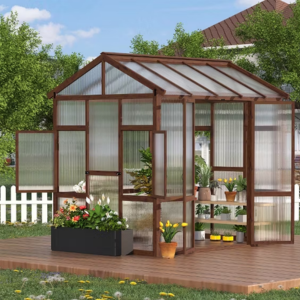 Wood 8' Walk-in Lockable Greenhouse
