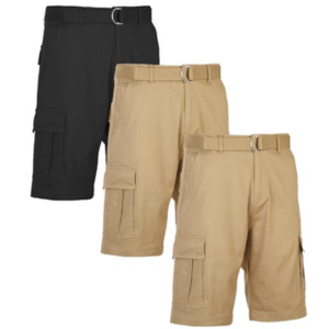3-Pack Mens Cotton Stretch Cargo Shorts