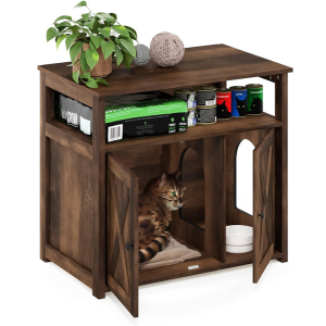 Furinno Farmhouse Litter Box Enclosure w/Shelf