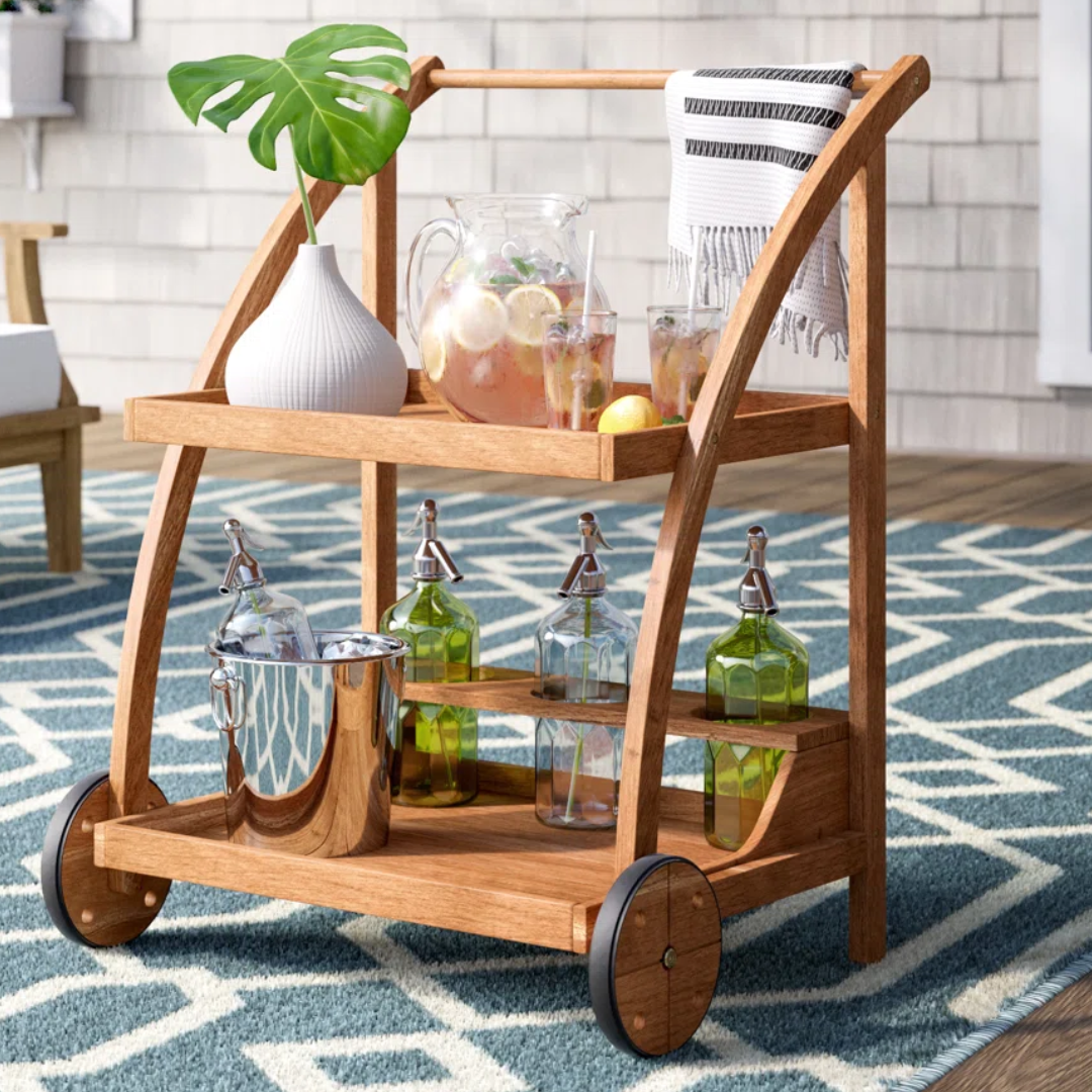 Outdoor Solid Wood Bar Cart