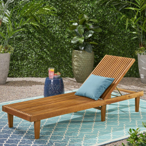 Acacia Wood Outdoor Chaise Lounge Chair