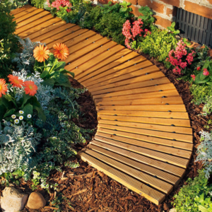 Hardwood 4' Roll-Out Curved Garden Pathway