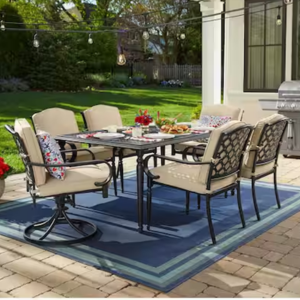 Hampton Bay 7-Piece Outdoor Metal Dining Set w/Cushions