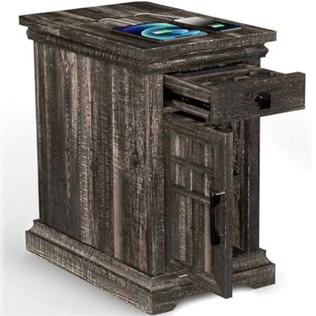 Farmhouse End Table w/Charging Station