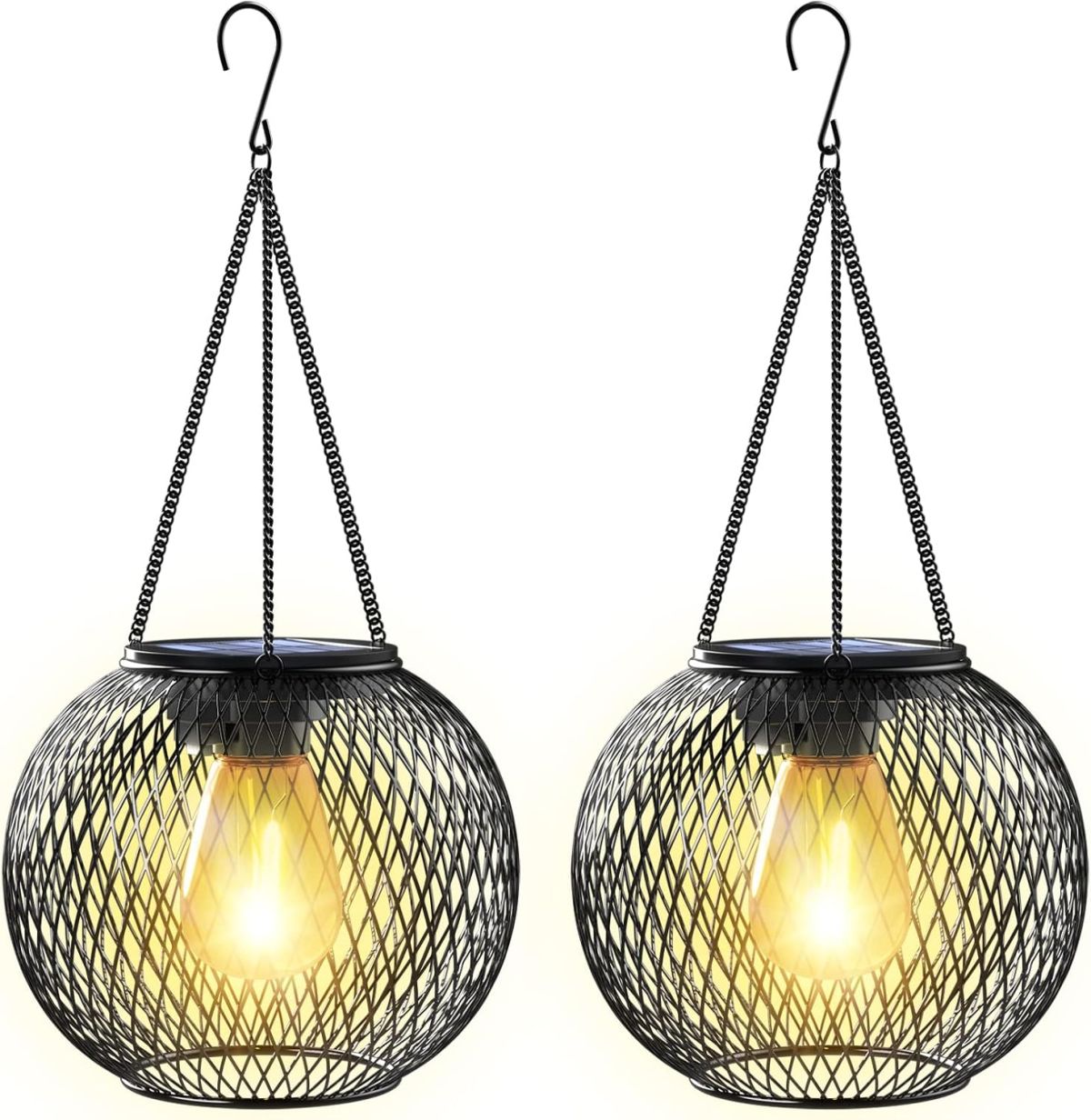Solar Outdoor 2-Pack Metal Hanging Lanterns