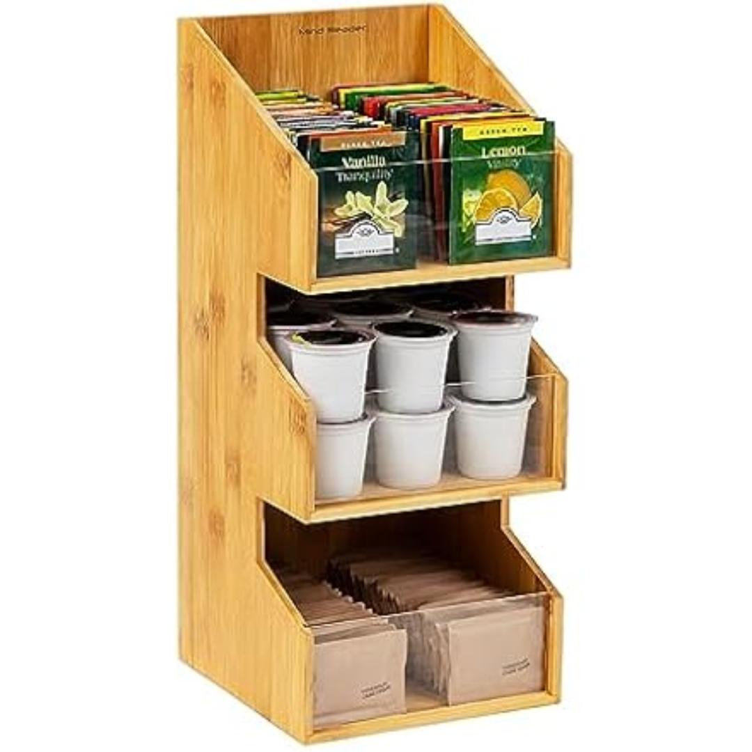 Mind Reader Bamboo Coffee Condiment Station