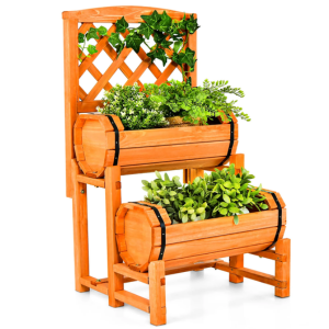 2-Tier Raised Garden Bed w/Trellis
