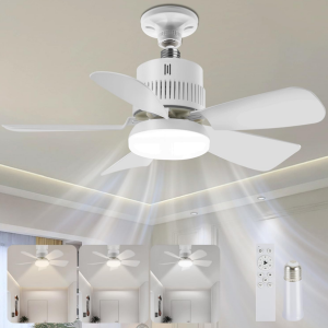 Bulb Socket Fan w/Light & Remote
