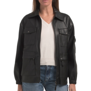 Kenneth Cole Women's Faux Leather Bomber Jacket