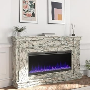 Novogratz Waverly Wide Mantel w/Electric Fireplace