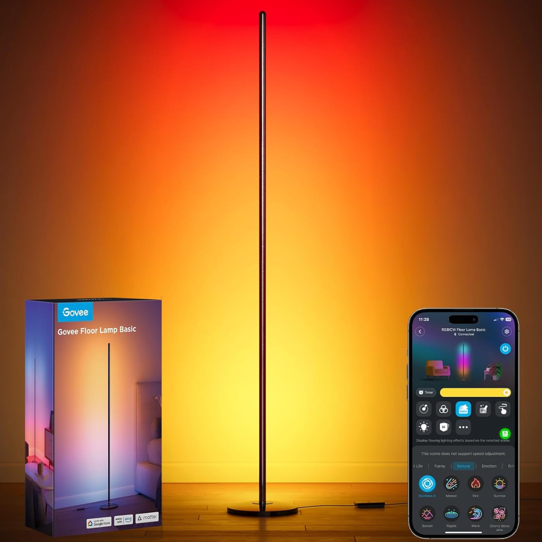 Govee RGBIC 1000lm LED Corner Floor Lamp w/App
