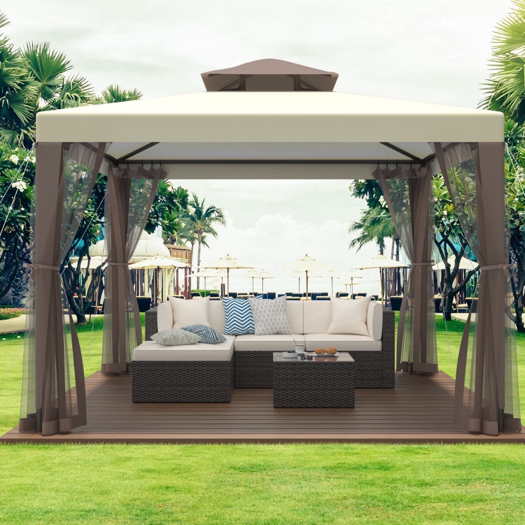 Outdoor 10' Gazebo Tent w/Curtains