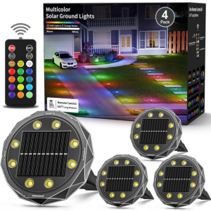 4-Pack RGB Solar Ground Lights w/Remote