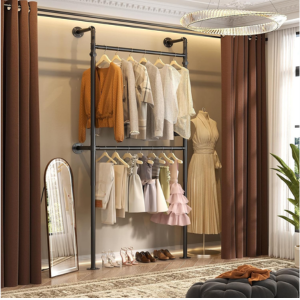 Industrial Pipe 3' Wall Clothing Rack