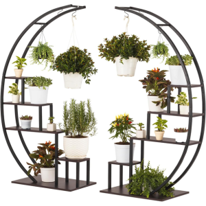 Idzo 2-Pack 5-Tier Indoor Metal Half Moon Plant Stand