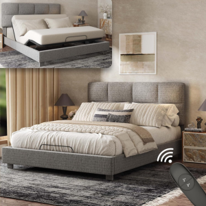 Upholstered Adjustable Queen Bed Base w/Head & Foot Lift