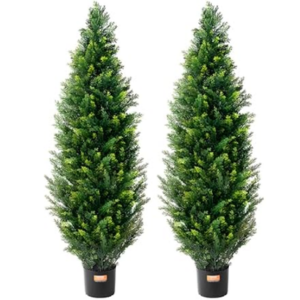 2-Pack 48'' Artificial Cedar Topiary Trees w/Pot