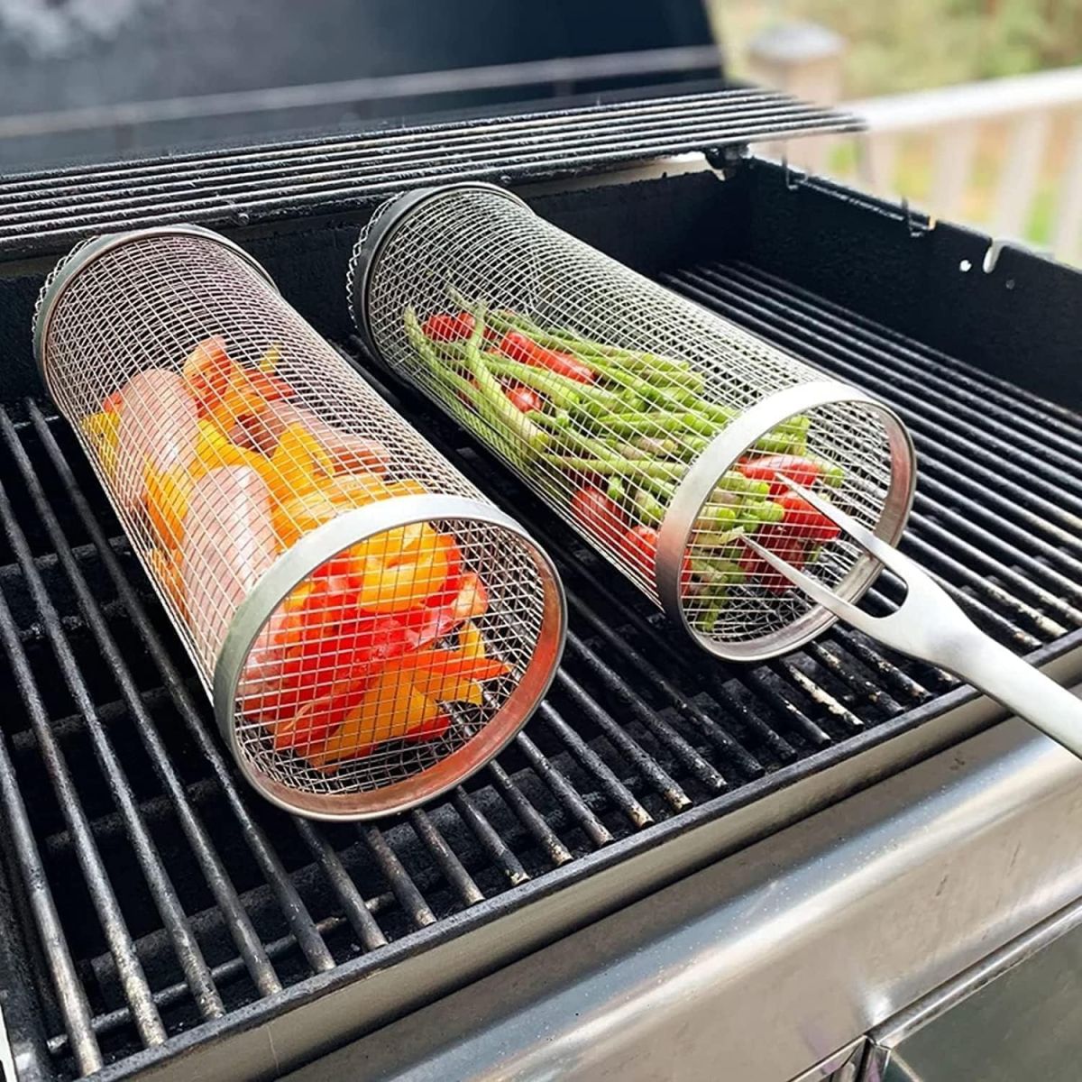 2-Pack BBQ Rolling Grill Baskets