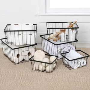 6-Set Nesting Metal Wire Storage Baskets