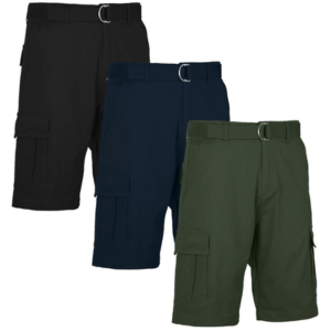 3-Pack Stretch Cargo Shorts w/Belt