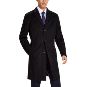 Tommy Hilfiger Men's Wool-Blend Trim Fit Overcoat