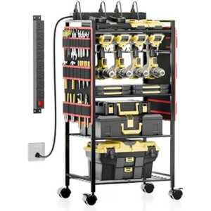 5-Tier Rolling Power Tool Organizer w/Charging Station