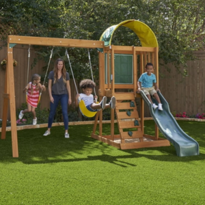 KidKraft Wood Outdoor Swing Set w/Slide