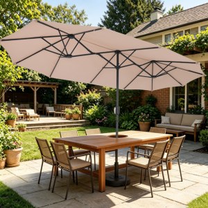 Double-Sided 13' Patio Umbrella w/Base
