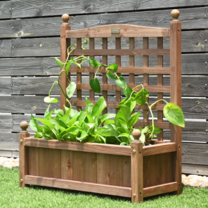 Costway Wood Planter Box w/Trellis