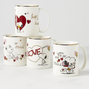 Lenox Snoopy VDay 4-Pack Porcelain Mugs