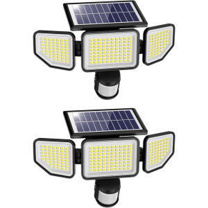 2-Pack Motion Sensor Solar Flood Lights w/RC