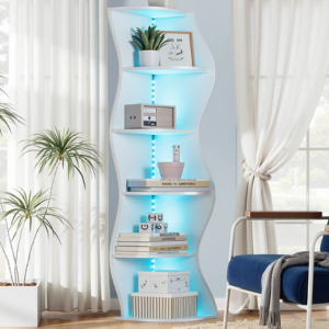 5-Tier Modern LED Corner Bookshelf