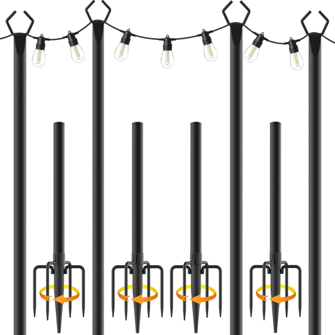 Outdoor 4-Pack 10' String Light Poles