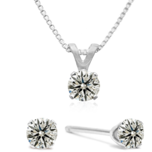 1/4CT Diamond Stud Earrings & Necklace
