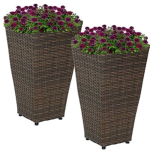 Set of 2 Outdoor Polyrattan Planters
